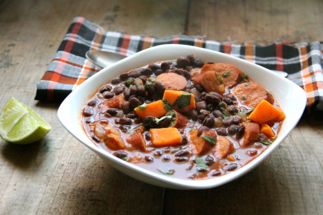 Smoky Black Bean & Sweet Potato Soup via Alaska from Scratch