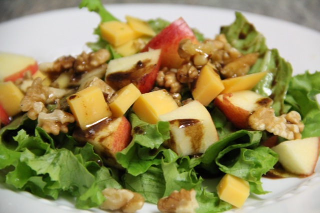 Apple & Cheddar Green Salad with Balsamic Vinaigrette 