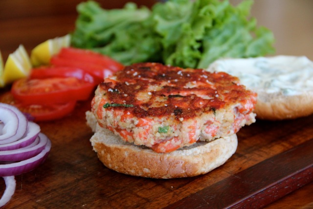Salmon Burgers with Cilantro Mayo photo Salmon Burgers with Cilantro Mayo