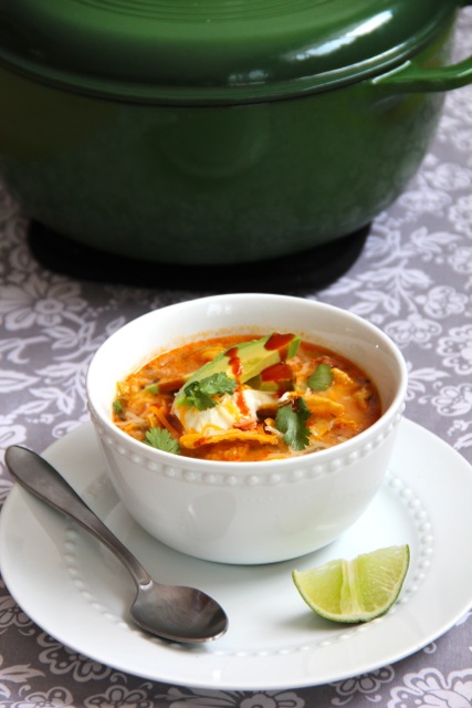 Chicken Tortilla Soup Using Corn Tortillas