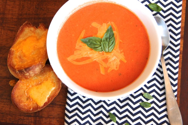 Tomato Cheddar Soup with Cheese Toasts via Alaska from Scratch