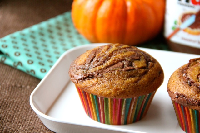 Pumpkin Nutella Swirl Muffins