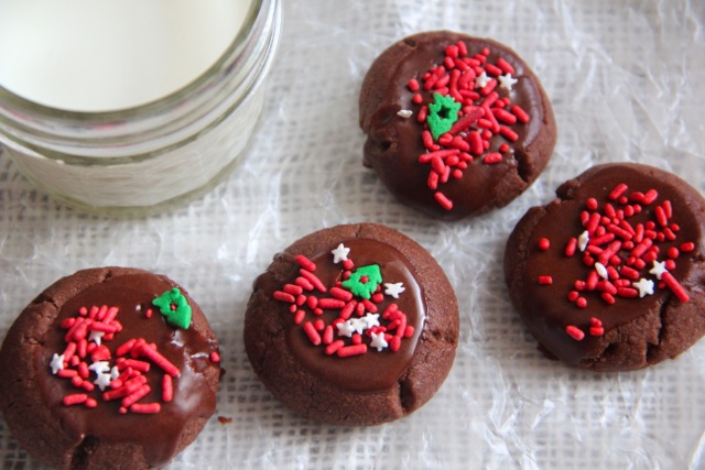 Chocolate Shortbread Sprinkle Cookies