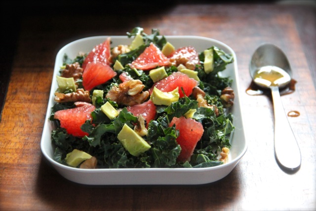 Kale Salad with Grapefruit, Avocado & Walnuts photo Kale Salad with Grapefruit, Avocado & Walnuts