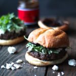 Goat Cheese Burger with Fig Jam & Arugula
