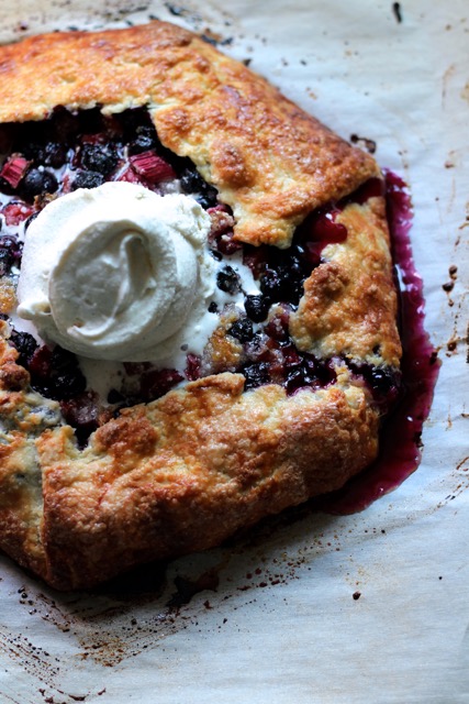 Galette with blueberry and rhubarb