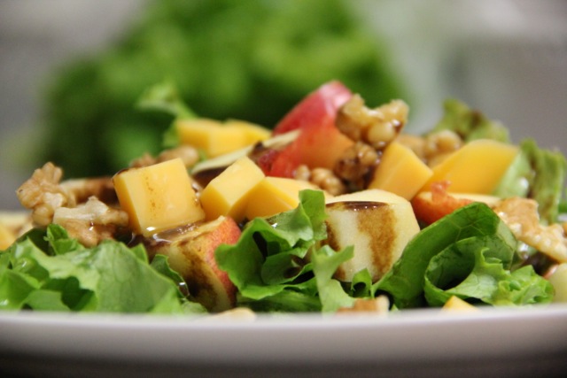 Apple & Cheddar Green Salad with Balsamic Vinaigrette via Alaska from Scratch