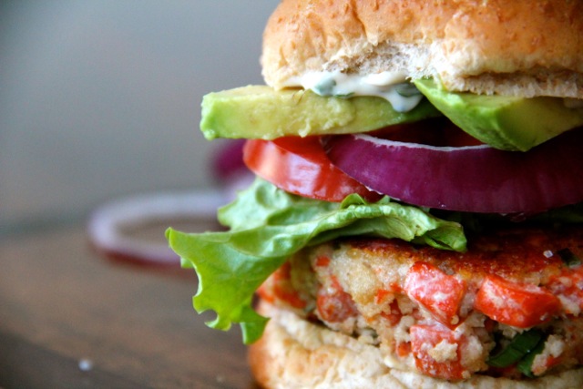 Salmon Burgers with Cilantro Mayo via Alaska from Scratch