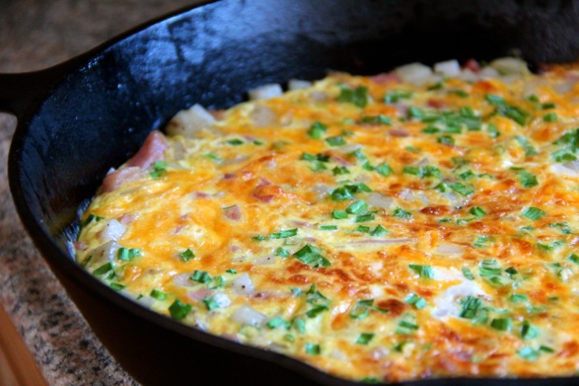 Ham, Cheddar, & Potato Frittata via Alaska from Scratch