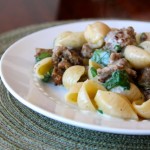 Creamy Roasted Garlic Pasta with Spinach & Sausage