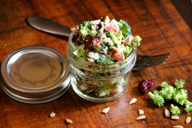 Broccoli Salad with Sunflower Seeds & Cranberries via Alaska from Scratch