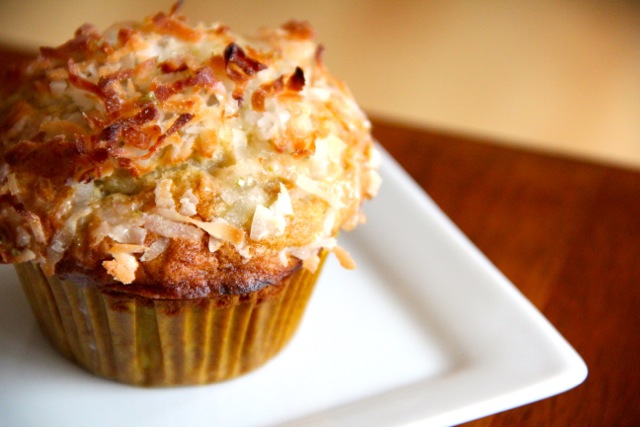 Banana Coconut Muffins with Lime Glaze