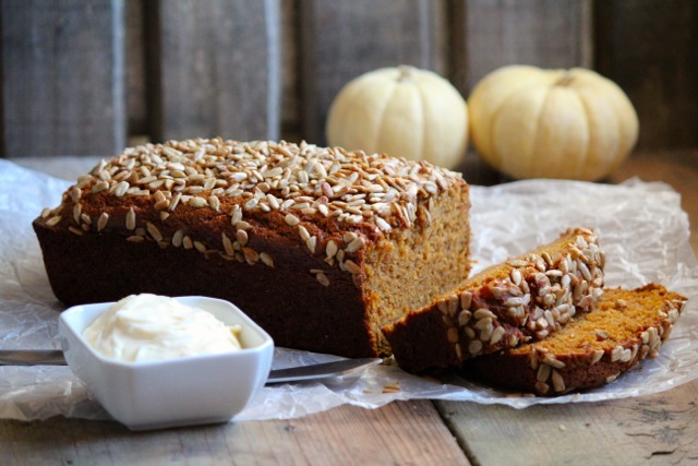 Pumpkin Bread with Orange Cream Cheese via Alaska from Scratch