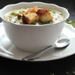 Hearty Split Pea Soup with Lemon & Olive Oil Croutons