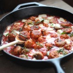 Turkey Meatballs in Spicy Tomato Basil Sauce with Fresh Mozzarella