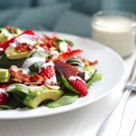 Bacon, Avocado & Strawberry Salad with Greek Yogurt Poppyseed Dressing