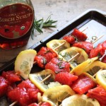 Salmon Skewers with Rosemary Birch Syrup