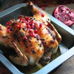 Roasted Chicken with Garlic Sage Butter & Pomegranate Glaze