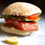 Salmon BLT Sandwiches with Spicy Garlic Mayo