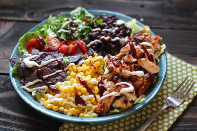 Grilled Chicken, Corn and Jicama Chop Salad with Sweet-Heat BBQ