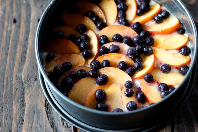 Coffee Cake with Nectarines and Blueberries