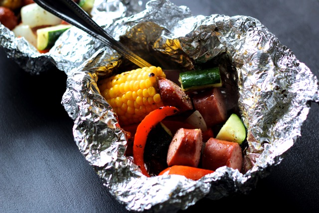 Sausage vegetable foil packet